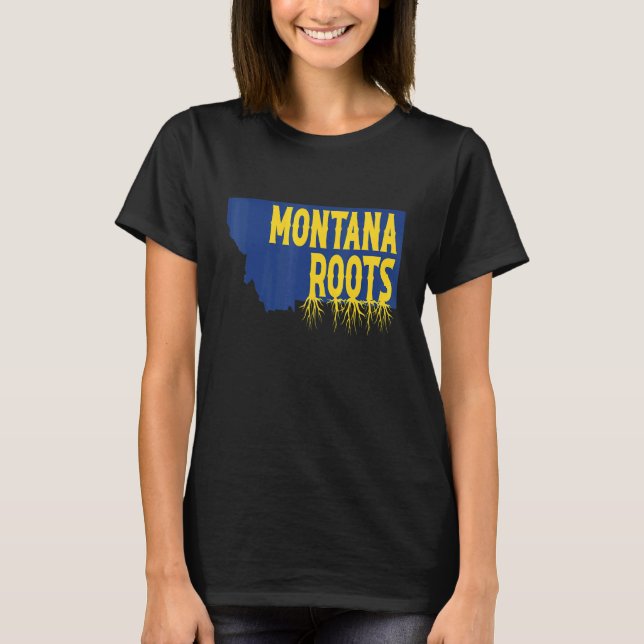 Montana Roots på Montana State Karta Silhouette T Shirt (Framsida)