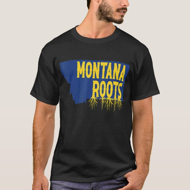 Montana Roots på Montana State Karta Silhouette T Shirt (Framsida)