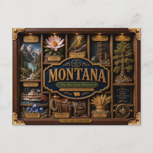 Montana Shadow Box 3D Figurin Delstat Vykort
