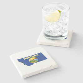 Montana Silhouette Karta Shaped Statlig flagga Underlägg Sten