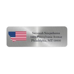 Montana Silver American Flagga Patriotic Returadress Etikett