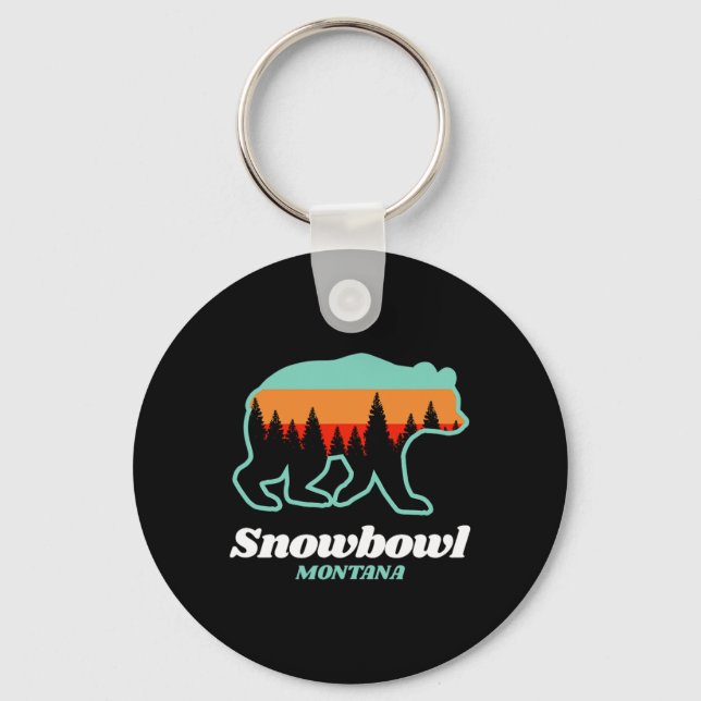 Montana Snowbowl Skiing Snowboarding Bear Nyckelring (Framsida)