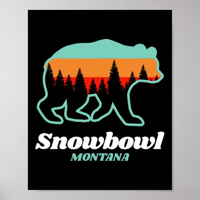 Montana Snowbowl Skiing Snowboarding Bear  Poster (Framsidan)