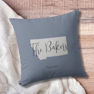 Montana State Family Namn Dekorativ kudde