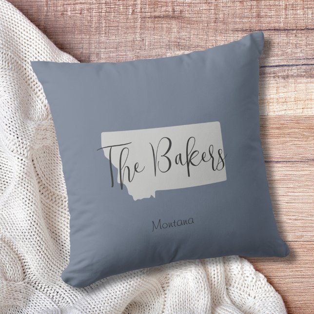 Montana State Family Namn Dekorativ kudde (Show pride for your state and personalize it!  "love makes this house a home in <your state>")