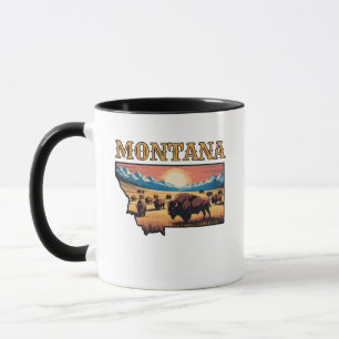 Montana State konturteckning Bison & Berg Mugg