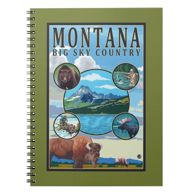 Montana State Scenes Anteckningsbok Med Spiral (Framsidan)