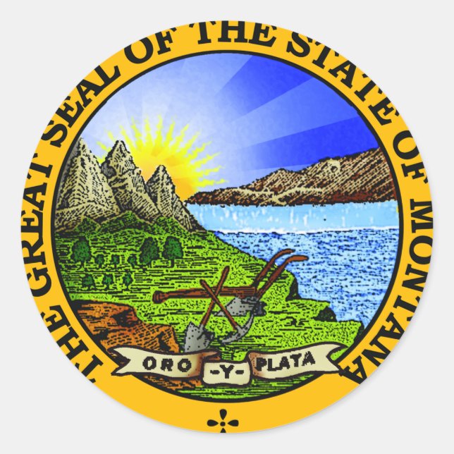 Montana State Seal Stickers Runt Klistermärke (Framsida)