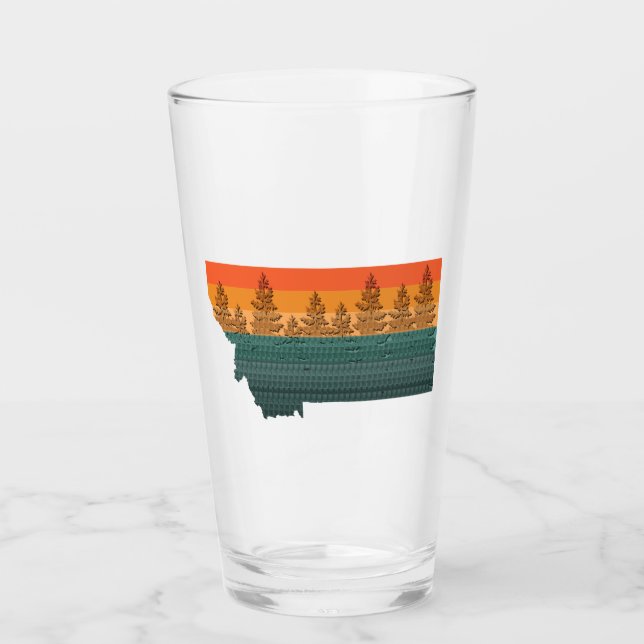 Montana State Träd Silhouette Glaskopp (Framsida)