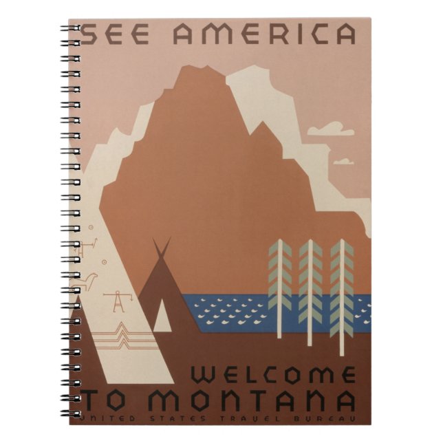 Montana-staten: indiska stammar, bergen, Prairie Anteckningsbok (Framsidan)