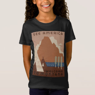 Montana-staten: indiska stammar, bergen, Prairie T Shirt
