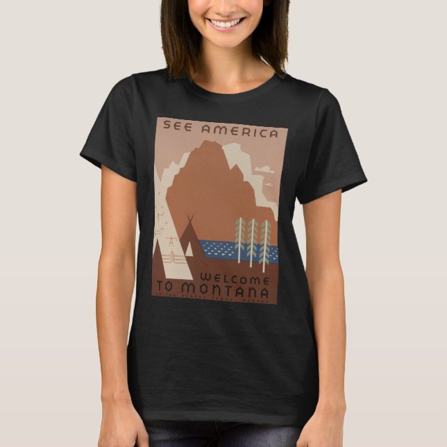Montana-staten: indiska stammar, bergen, Prairie T Shirt (Framsida)