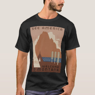 Montana-staten: indiska stammar, bergen, Prairie T Shirt