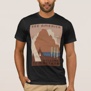 Montana-staten: indiska stammar, bergen, Prairie T Shirt