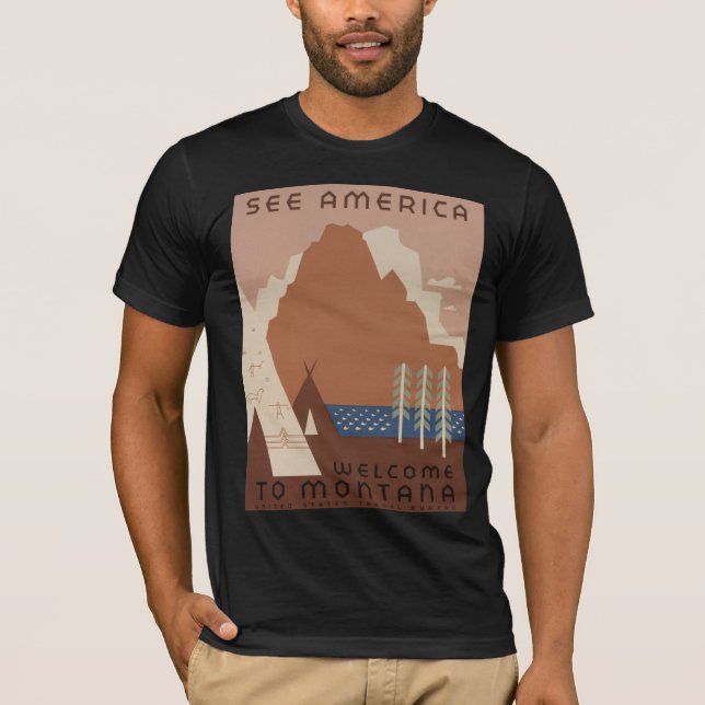 Montana-staten: indiska stammar, bergen, Prairie T Shirt (Framsida)