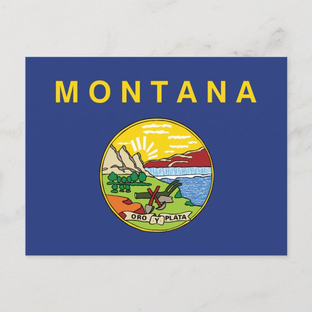 Montana Statens Flagga Big Sky Country Oro Y Plata Vykort (Framsida)