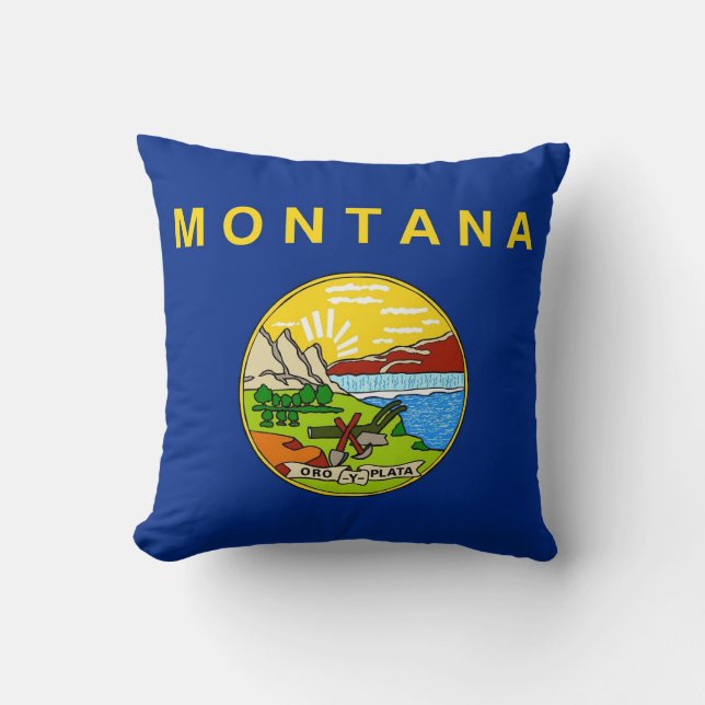 Montana Statlig flagga American MoJo Pillow Kudde (Framsida)