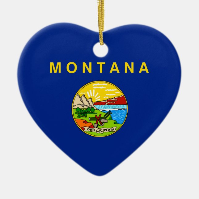 Montana Statlig flagga Design Julgransprydnad Keramik (Framsidan)