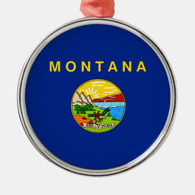 Montana Statlig flagga Design Julgransprydnad Metall (Framsidan)