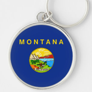 Montana Statlig flagga Design Rund Silverfärgad Nyckelring