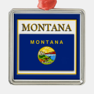 Montana Statlig flagga julprydnad Julgransprydnad Metall