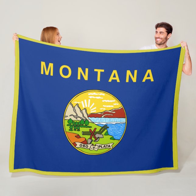 Montana Statlig flagga Print Patriotc Fleecefilt (På plats)
