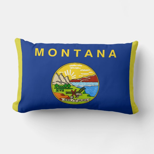 Montana Statlig flagga Print Patriotic Lumbarkudde (Framsida)