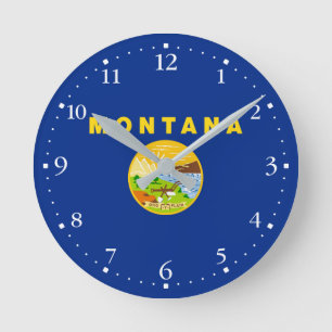 Montana Statlig flagga Rund Klocka