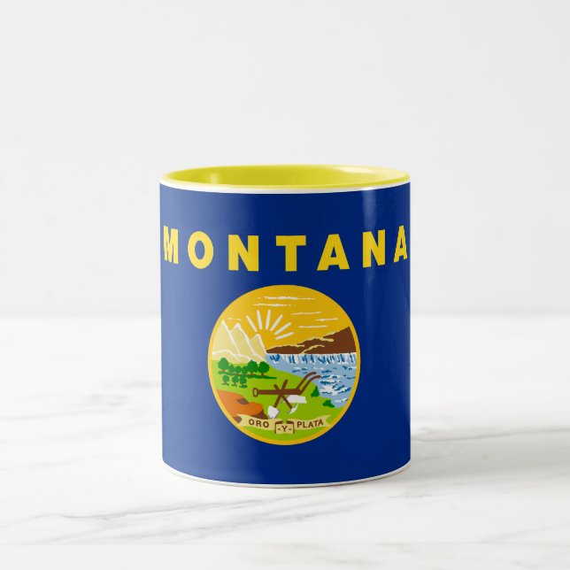 Montana Statlig flagga Två-Tonad Mugg (Center)