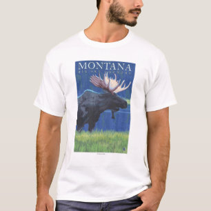 Montana -- Stor himmel CountryMoose i månsken T-shirt