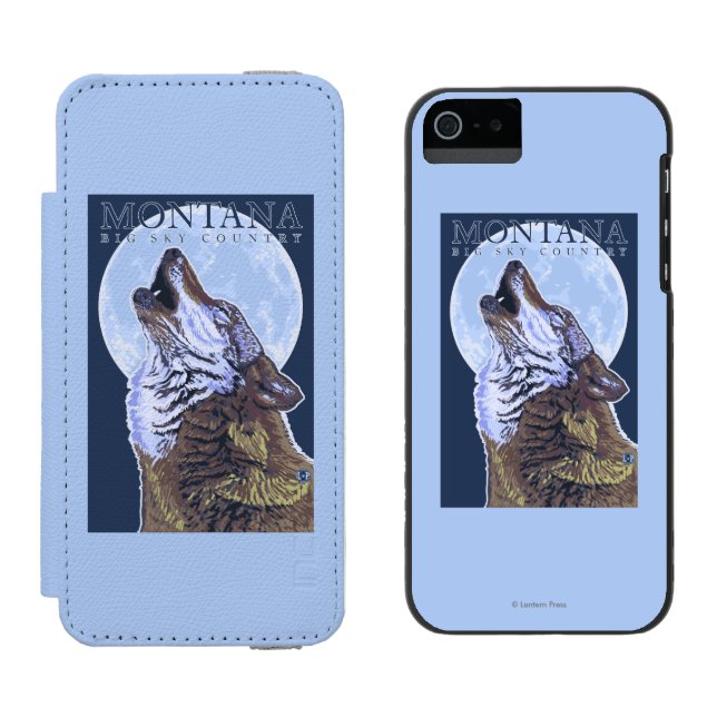 Montana -- Stor himmelCountryHowling varg Incipio iPhone Wallet Skal (Sida vid Sida)