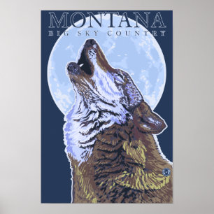 Montana -- Stor himmelCountryHowling varg Poster