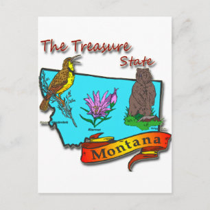 Montana Treasure State Bear Lark Flower Vykort