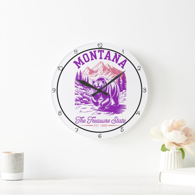 Montana Treasure State Bear Stor Klocka (Hem)