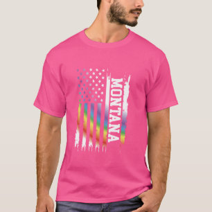 Montana United Stater Distress Rainbow w US Flagga T Shirt