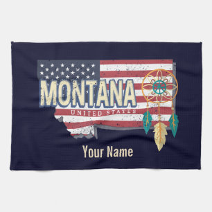 Montana United Stater Retro State Karta Vintage US Kökshandduk