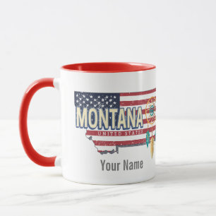 Montana United Stater Retro State Karta Vintage US Mugg