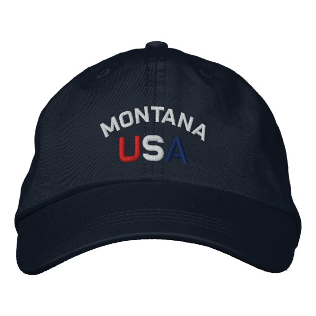 Montana USA Embroiderade Navy Blue Hat Broderad Keps (Framsida)