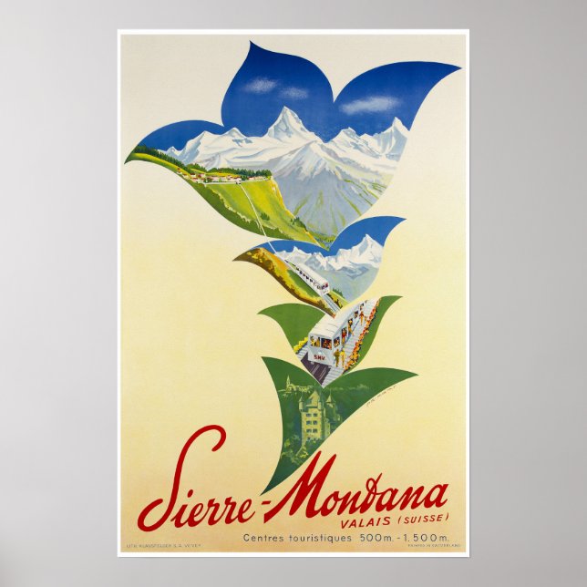 Montana,Valais,Schweiz,Ski Poster (Framsidan)