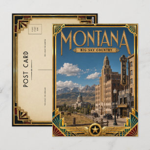 Montana Vintage Art Deco Guldåldern Vykort