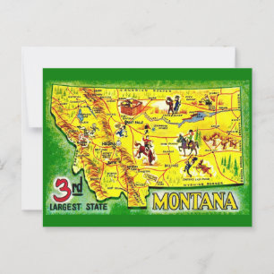 Montana Vintage Illustrerad Kartaffisch Vykort