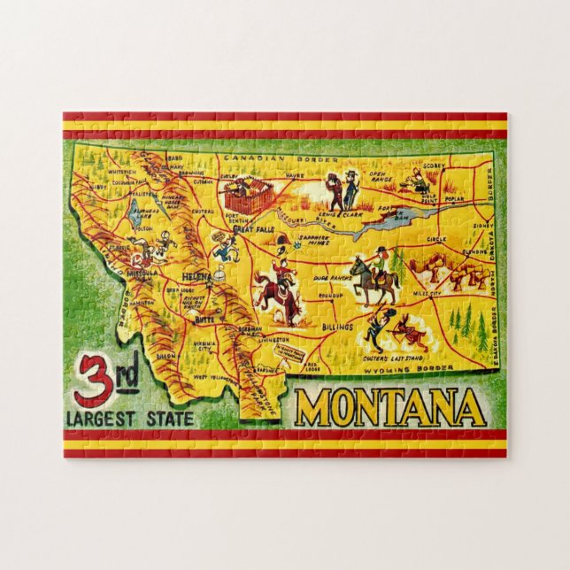 Montana Vintage Map 11x14 Pussel (Horisontell)
