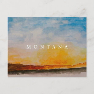 Montana Watercolor Mountains Landscape Painting Vykort