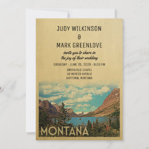 Montana Wedding-inbjudan Vintage Glacier Sjö Inbjudningar