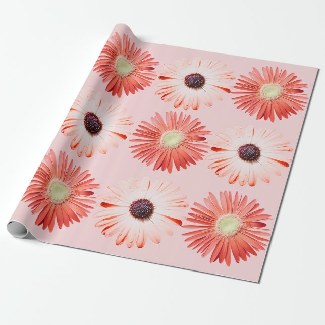 Montana Wildblommor i Rosa Wrapping Papper Presentpapper (Utrullad)