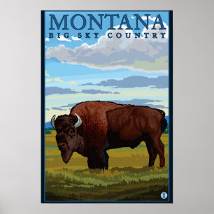 MontanaBison Vintage resor Poster