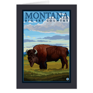 MontanaBison vintage resoraffisch Hälsningskort