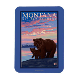 MontanaMomma björn- och ungevintage resor Magnet