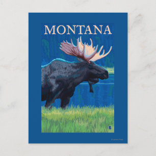 MontanaMoose Vintage resor Poster Vykort