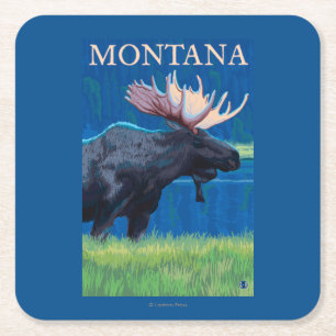 MontanaMoose vintage resoraffisch Underlägg Papper Kvadrat